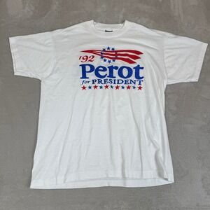 VTG‎ 90s Screen Stars Ross Perot 1992 Presidential Campaign Shirt Mens XL White